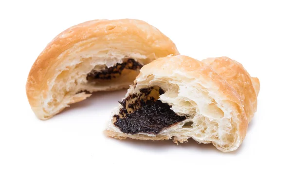 Croissant con cioccolato isolato — Foto Stock