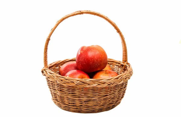 Red apples in a basket isolated — Stock Photo, Image