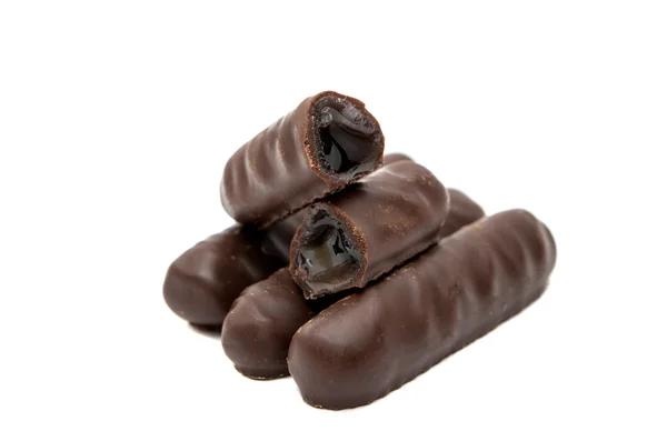 Schokoladenstangen mit Füllung isoliert — Stockfoto