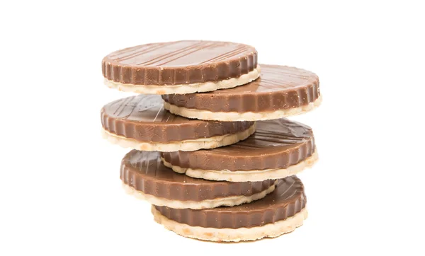 Cookies met chocolade geïsoleerd — Stockfoto