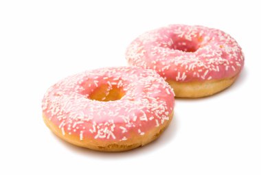 Donut içinde izole bir pembe sır 