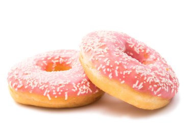 Donut içinde izole bir pembe sır 