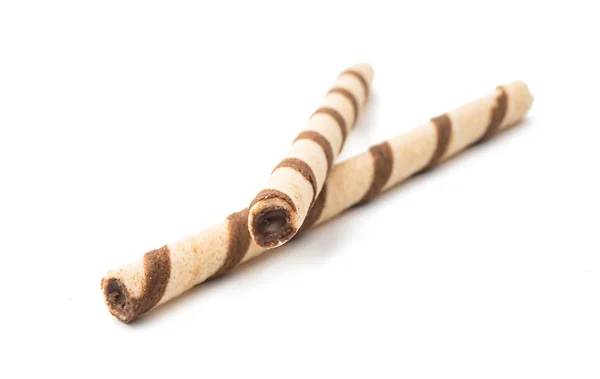 Rollos de oblea con chocolate aislado — Foto de Stock