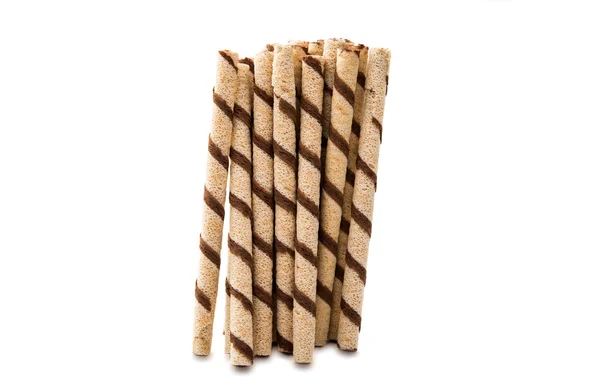 Wafer rolls med choklad isolerade — Stockfoto