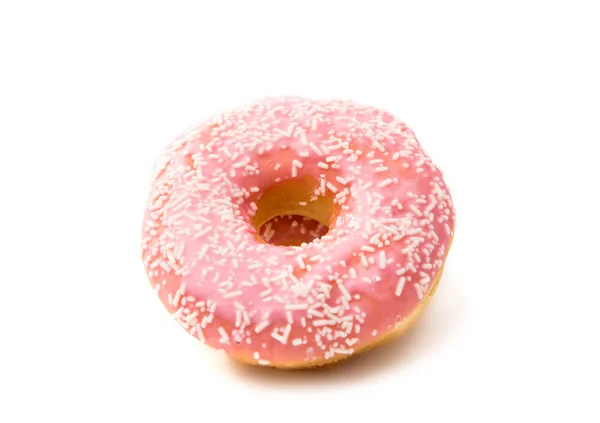 Donut i en rosa glasyr isolerade — Stockfoto