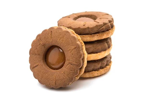 Sandwich koekjes met chocolade vulling — Stockfoto