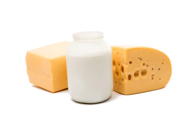 Ost och mjölk — Stockfoto