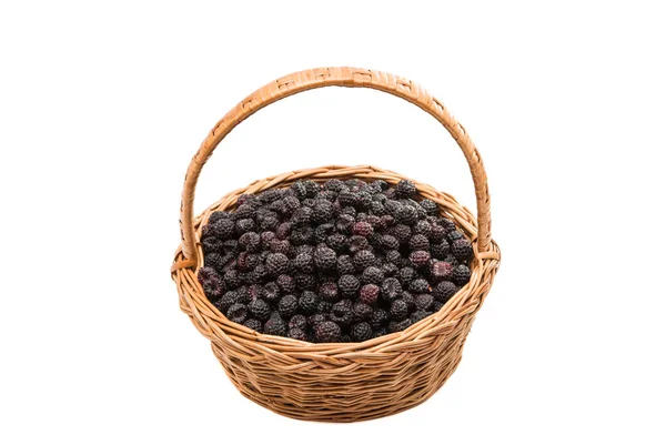 Black raspberries in a basket — Stock Photo, Image