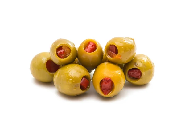 Olives vertes farcies au paprika rouge — Photo