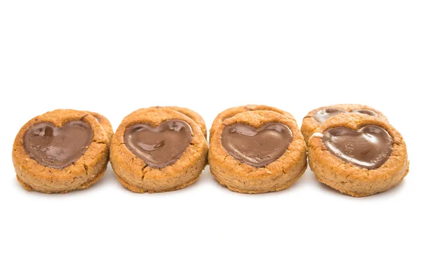 Cookies with chocolate hearts — Stock Photo, Image