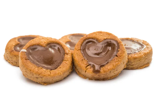 Cookies with chocolate hearts — Stock Photo, Image