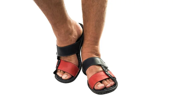 Stop Pánské kožené sandály — Stock fotografie
