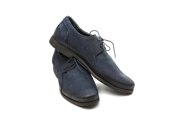 Modré kožené Pánské boty — Stock fotografie