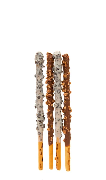 Chocolate dipped biscuit sticks — Stock Photo, Image