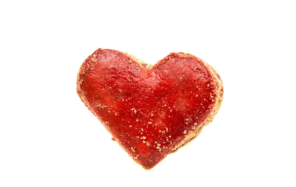 Cookies hearts in red icing isolated — Stock Photo, Image