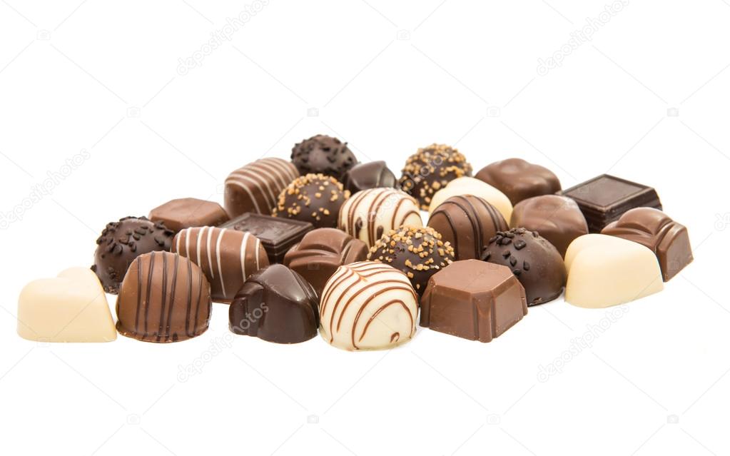 Belgian chocolate candies isolated 