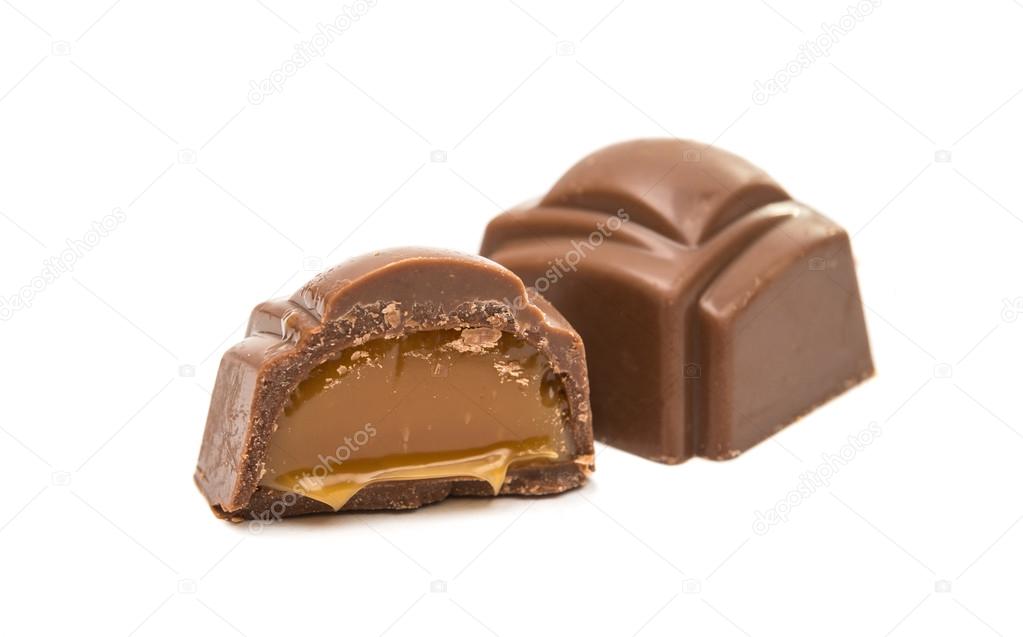 Belgian chocolate candies isolated 