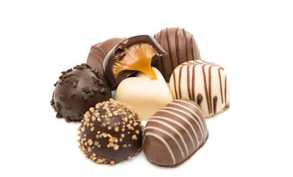 Βελγική σοκολάτα καραμέλες απομονωμένες — Φωτογραφία Αρχείου