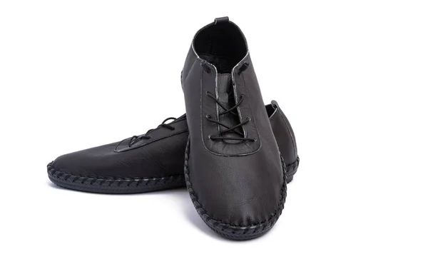 Piele Mens Mocasine Izolate Fundal Alb — Fotografie, imagine de stoc