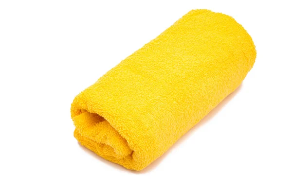 Yellow Towel Isolated White Background — Stock Photo, Image