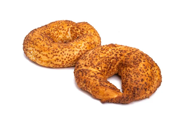 Turkish Sesam Bagel Isolerad Vit Bakgrund — Stockfoto