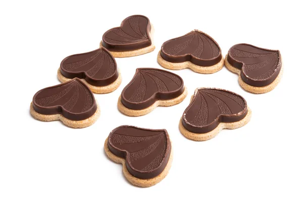 Choklad Hjärtan Isolerad Vit Bakgrund — Stockfoto