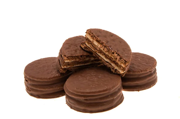 Biscotti Smalto Cioccolato Isolato Sfondo Bianco — Foto Stock
