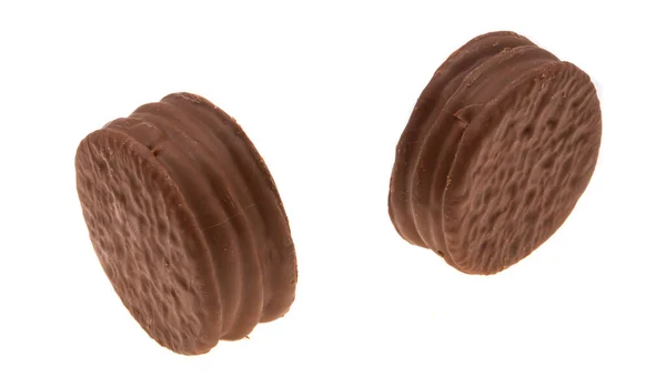 Печиво Шоколадній Глазурі Ізольоване Білому Тлі — стокове фото