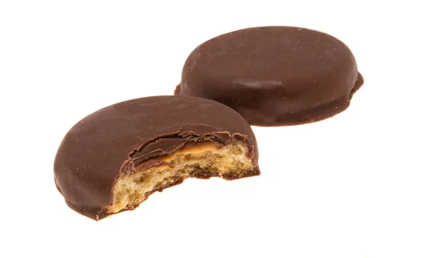 Kekse Schokoladenglasur Isoliert Auf Weißem Hintergrund — Stockfoto