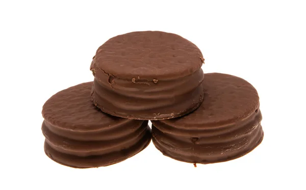 Galletas Esmalte Chocolate Aislado Sobre Fondo Blanco — Foto de Stock