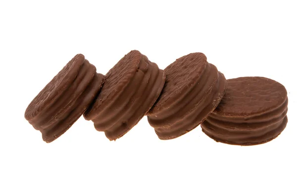 Galletas Esmalte Chocolate Aislado Sobre Fondo Blanco — Foto de Stock