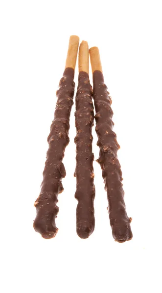 Biscuit Sticks Chocolade Geïsoleerd Witte Achtergrond — Stockfoto
