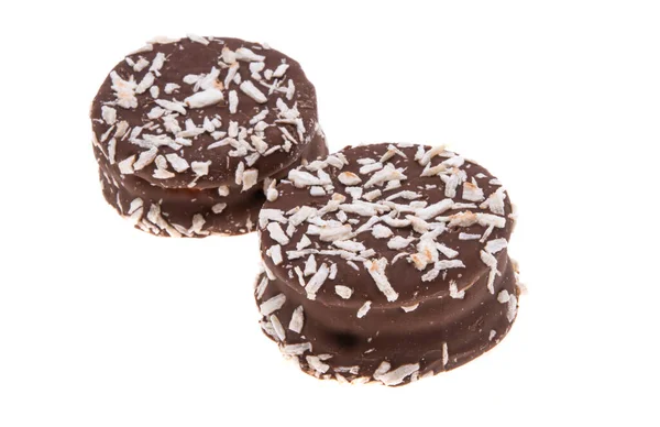 Biscoitos Esmalte Chocolate Isolado Fundo Branco — Fotografia de Stock