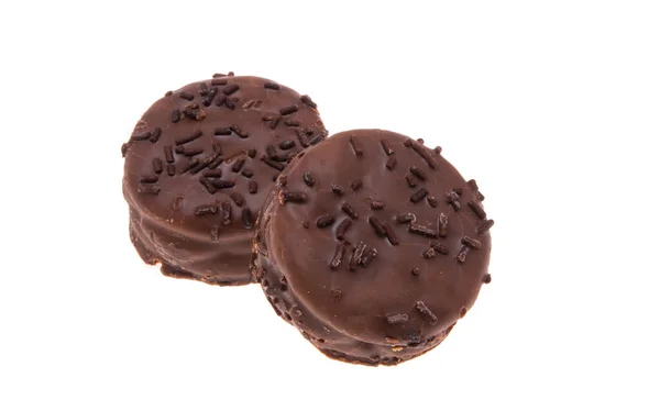 Galletas Esmalte Chocolate Aislado Sobre Fondo Blanco — Foto de Stock