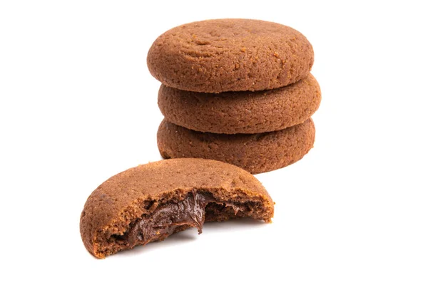 Galleta Chispas Chocolate Aislado Sobre Fondo Blanco — Foto de Stock