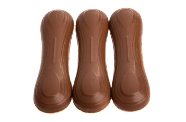 Bâtonnets Chocolat Aux Bonbons Isolés Sur Fond Blanc — Photo