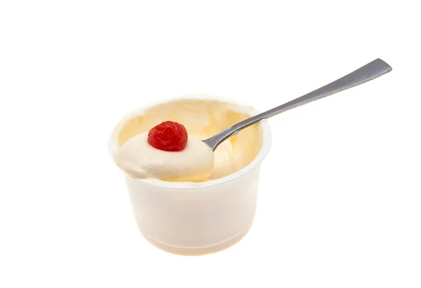 Yoghurt Isolerad Vit Bakgrund — Stockfoto