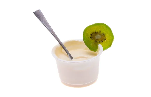 Yoghurt Geïsoleerd Witte Achtergrond — Stockfoto