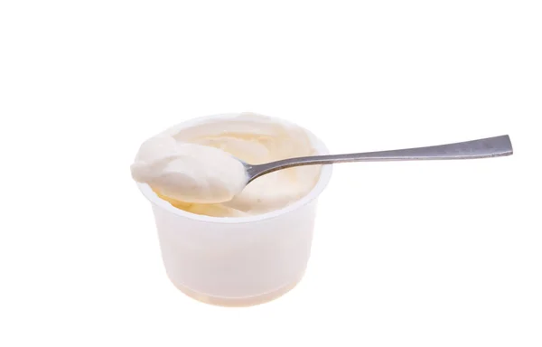 Jogurt Izolované Bílém Pozadí — Stock fotografie