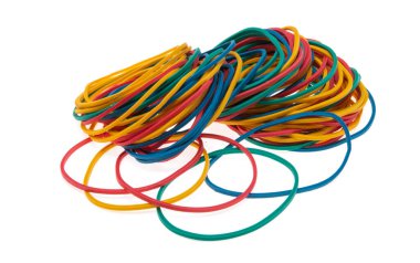 Kırtasiye lastikleri beyaz arkaplanda izole edildi