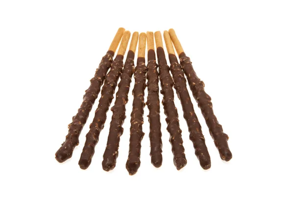 Sticks Chocolade Glazuur Geïsoleerd Witte Achtergrond — Stockfoto