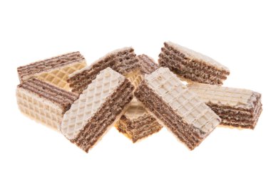 Beyaz arkaplanda izole edilmiş waffle 'lar