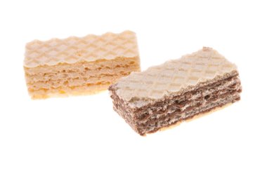 Beyaz arkaplanda izole edilmiş waffle 'lar