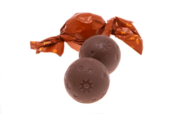 Chocolade Truffels Geïsoleerd Witte Achtergrond — Stockfoto