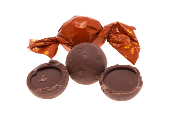 Chocolade Truffels Geïsoleerd Witte Achtergrond — Stockfoto