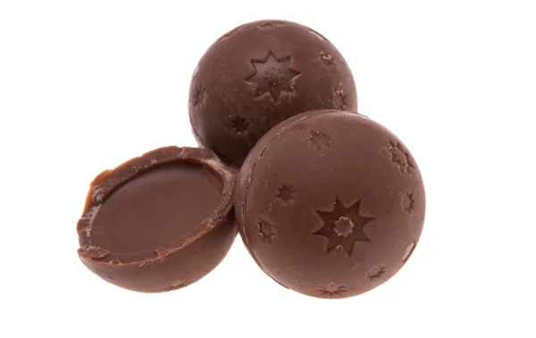 Chocolade Truffels Geïsoleerd Witte Achtergrond — Stockfoto