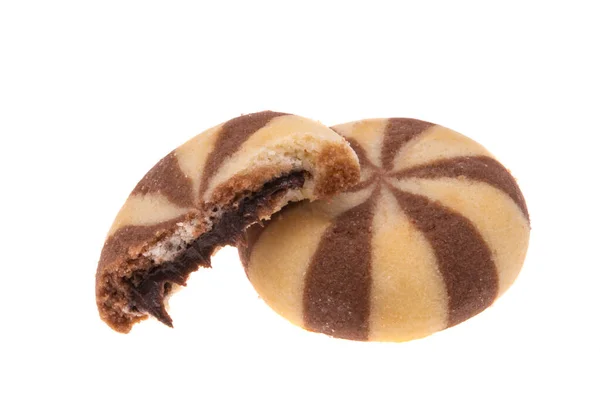 Gestreepte Cookies Geïsoleerd Witte Achtergrond — Stockfoto