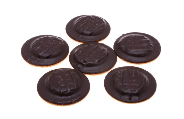 Biscotti Cioccolato Con Marmellata Arance Isolata Sfondo Bianco — Foto Stock