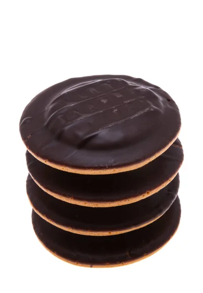 초콜릿 비스킷 쿠키와 오렌지 배경에 분리하는 — 스톡 사진