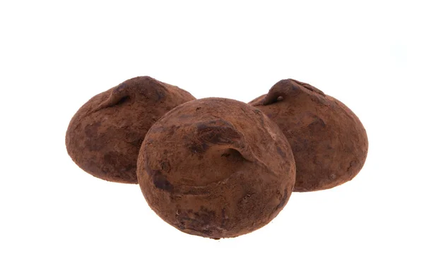 Chocolade Truffels Geïsoleerd Witte Achtergrond — Stockfoto